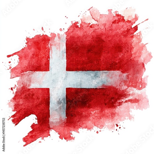 Watercolor Painting of the Danish Flag