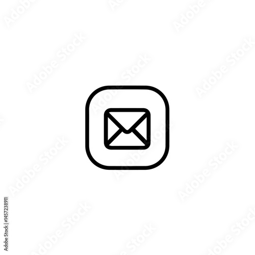 Simple email icon inside rounded square. Modern email symbol in minimalist style. Clean design for website, app, or social media interface. This email image is perfect for social communication.