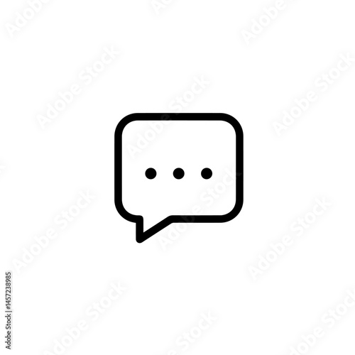 Simple chat bubble icon. Communication symbol with three dots inside square speech bubble. Modern communication concept for website design, app interface, or social media communication.