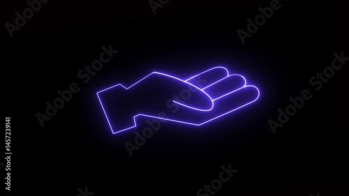 abstract neon blue color one single line hand icon drawing neon glow illustration concept. 4k videos
