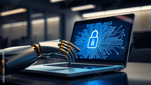 Robotic Hand Securing Data on Laptop Screen