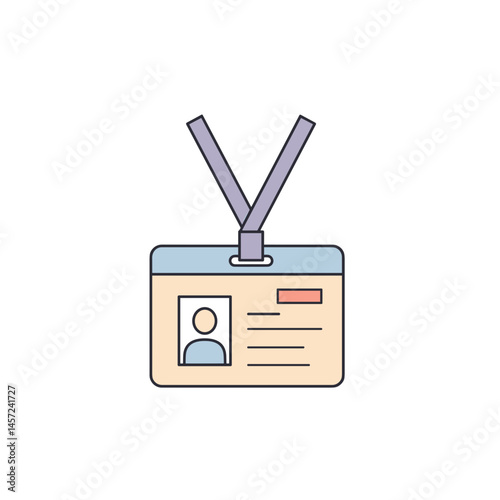 Identification card illustration on a white background . Flat minimalistic vector icon, modern pastel color palette
