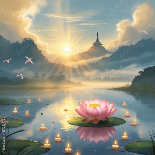 Enlightenment Bloom: Vesak Morning Serenity