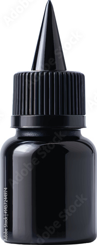 An isolated small black plastic  bottle , vector, png