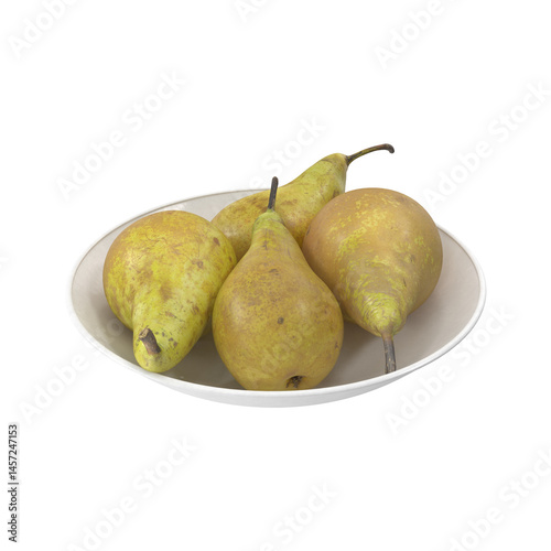 Pears Conference on a plate isolated transparent background 3d rendering
