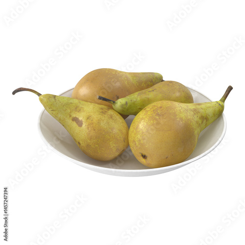 Pears Conference on a plate isolated transparent background 3d rendering
