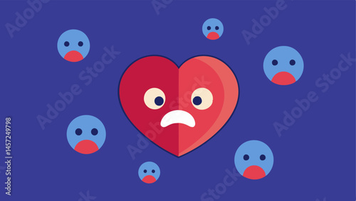 Broken Heart Emoji A heart emoji shattering surrounded by digital avatars indicating the disappointment when realizing that many followers are inauthentic.
