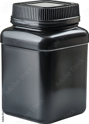 An isolated thick dark plastic container  , vector, png