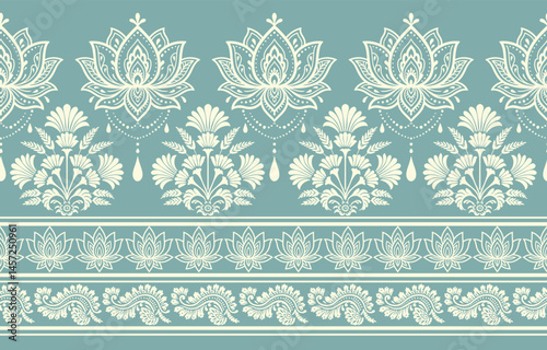 Ethnic Motifs Ikat floral paisley embroidery floral. ikat Saree Sarong oriental pattern traditional.Ikat embroidery style abstract embroidery design for texture,fabric,clothing,wrapping,decoration