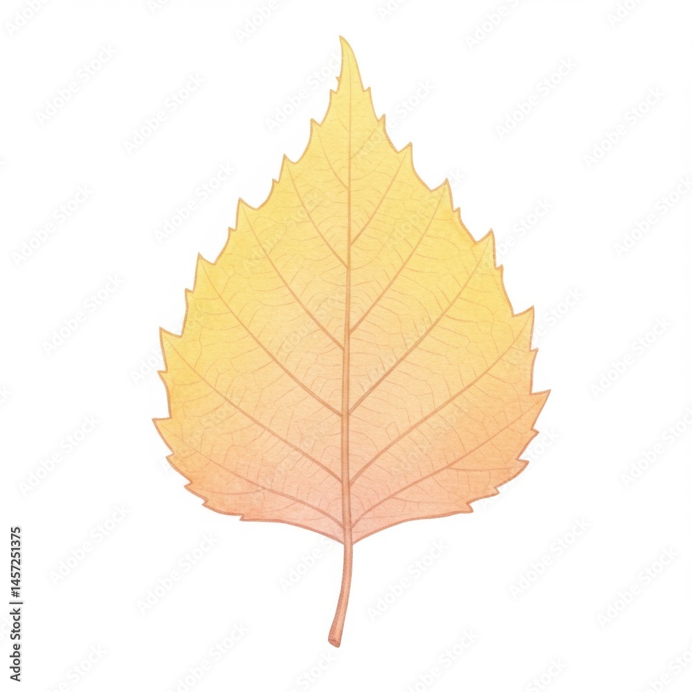 Fototapeta premium Yellow and Orange Birch Leaf Illustration