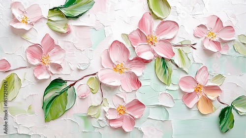 Delicate Floral Oil Painting Texture: Soft Brushstrokes, Elegant Botanical Art, Perfect for Design  