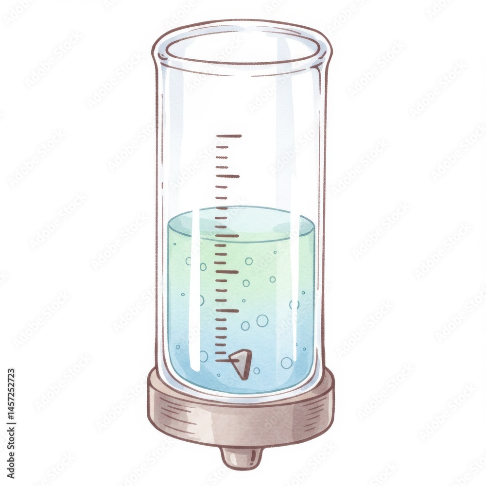 Graduated Glass Cylinder with Teal Liquid Graduated Glass Cylinder with Teal Liquid