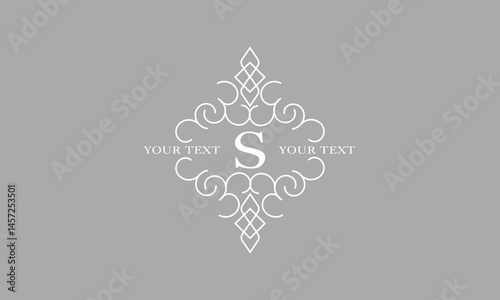 Luxury art deco classic linear logo with initial S. Vector monogram, frame, border, label for your logo, badge or emblem
