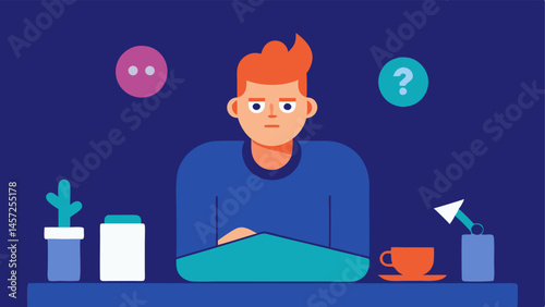Dependency on Props An influencer sitting at a table filled with aesthetically pleasing props but looking bored or disengaged highlighting the contrast between the environment and