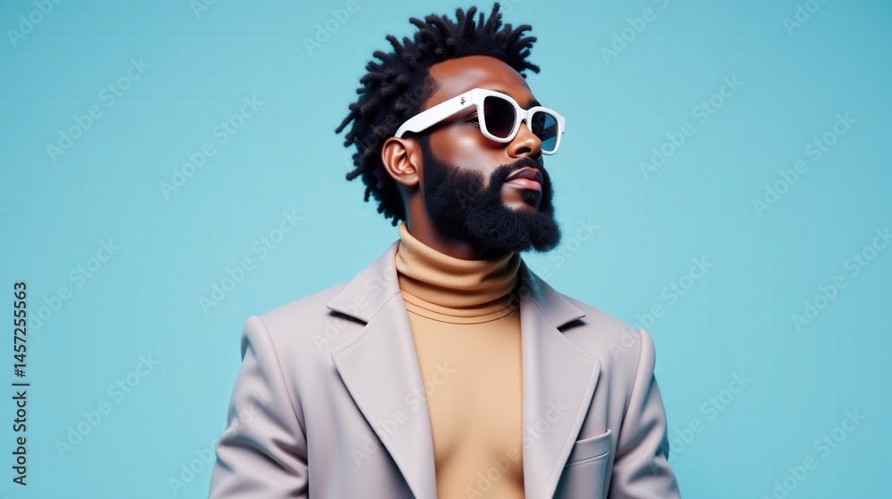 Fototapeta premium Stylish Black Man Posing In Studio