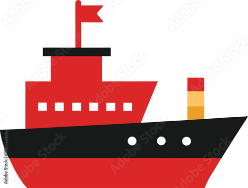 Seafaring Voyage: A bold, stylized illustration of a cargo ship navigating the sea, showcasing its robust structure and nautical design.