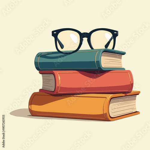 Solid Color Vector Design for National Book Lovers Day - A Cozy Reading Nook with Books, Bookmarks, Coffee Mug, and Literary Symbols Perfect for Book Lovers Everywhere
