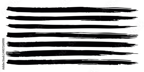 Set of Black Brush Stroke Lines Vector for Abstract and Artistic Design