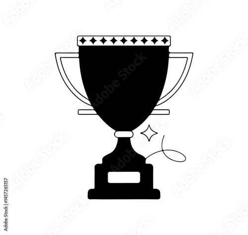 Black Trophy Icon Silhouette Vector for Award and Achievement Designs