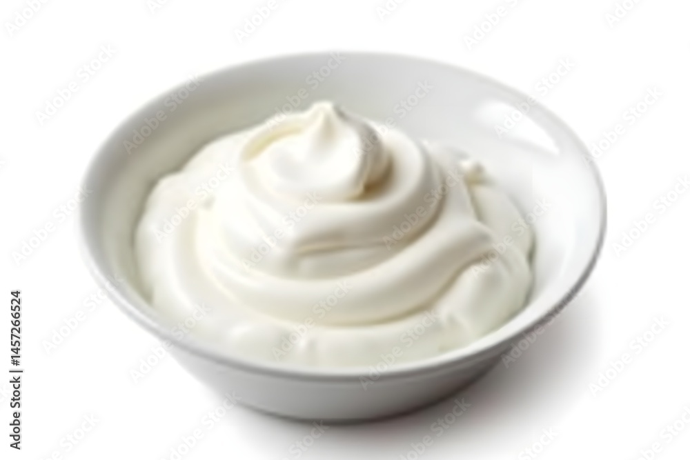 Freshly Whipped Greek Yogurt in a Bowl, Isolated on a White Background Freshly Whipped Greek Yogurt in a Bowl, Isolated on a White Background