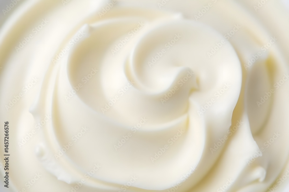 Close-Up of a Silky Sour Cream Swirl, Ready for Food Photography Close-Up of a Silky Sour Cream Swirl, Ready for Food Photography