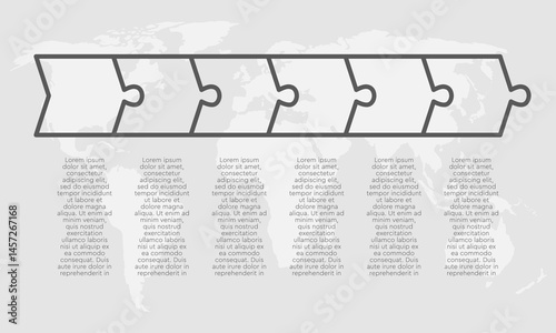 Six steps line infographic, puzzle option diagram