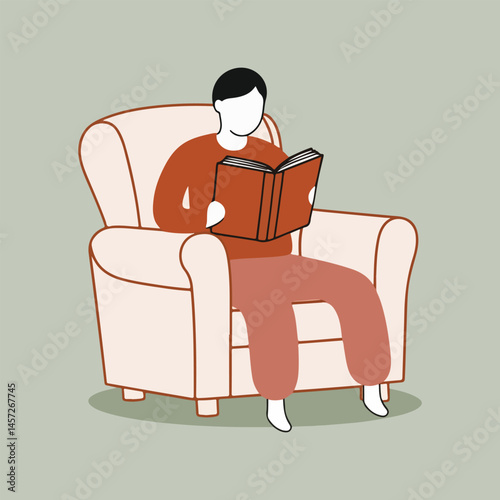 Solid Color Vector Design for National Book Lovers Day - A Cozy Reading Nook with Books, Bookmarks, Coffee Mug, and Literary Symbols Perfect for Book Lovers Everywhere