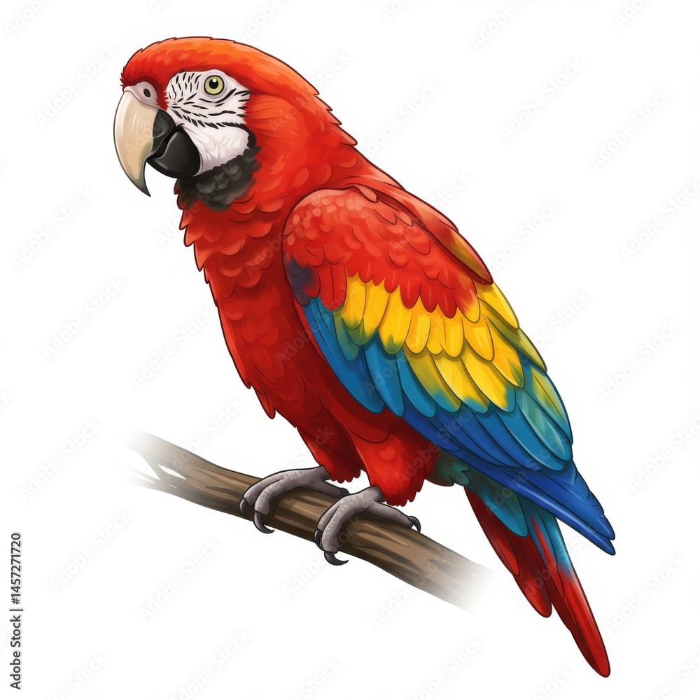 Obraz premium Scarlet Macaw Perched on Branch