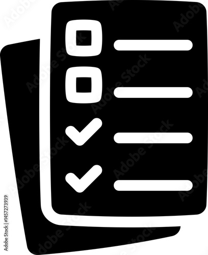 Checklist icon with checkmark. Silhouette icon.