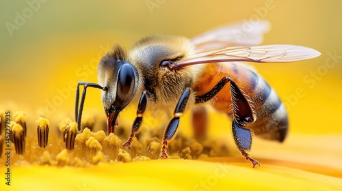 Wallpaper Mural Close-up of a bee collecting nectar from a sunflower, its tiny wings shimmering in the sunlight. Torontodigital.ca