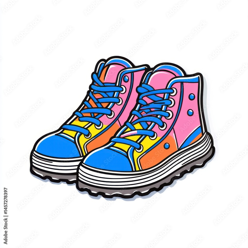 Colorful High-Top Sneakers with Vibrant Design for Fun Fashion Statement