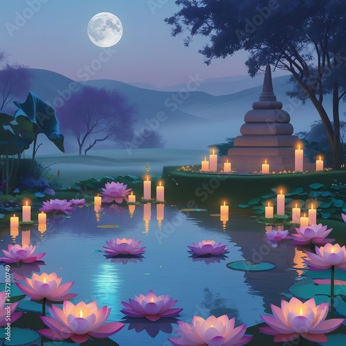 Awakening Light: Vesak Serenity in Nature