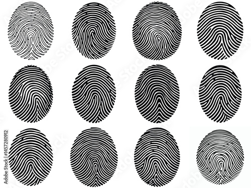 Fingerprint icon silhouette vector illustration isolated on white background.