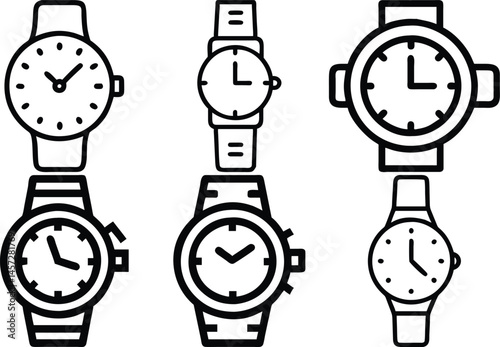 Wrist watch icon outline vector illustration isolated on white background.