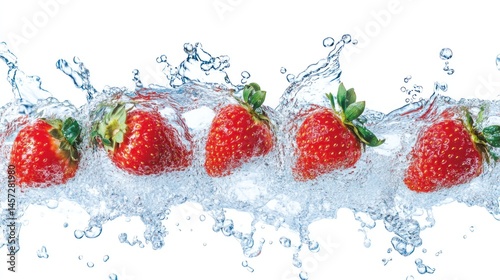 Fresh strawberries in water splash (1)