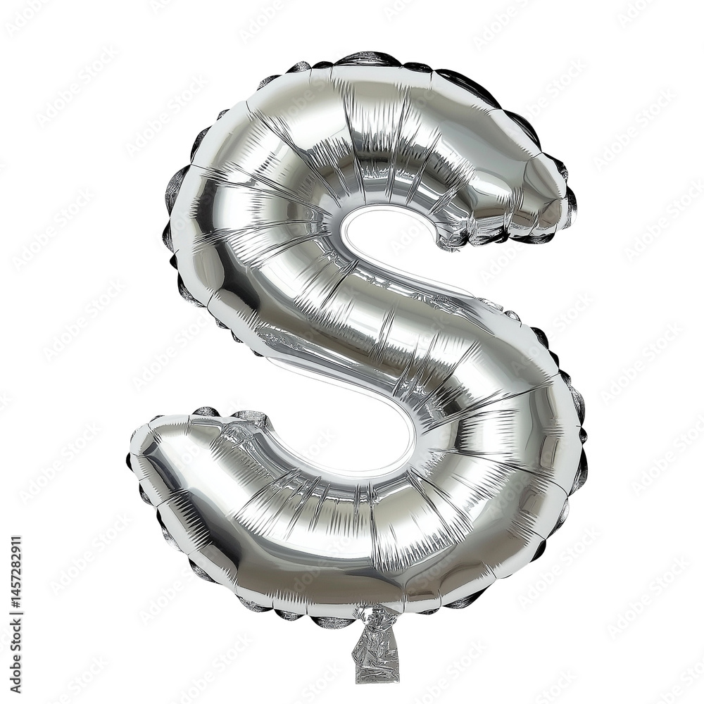 custom made wallpaper toronto digitalShiny silver balloon shaped like letter S for celebration PNG on a transparent background 