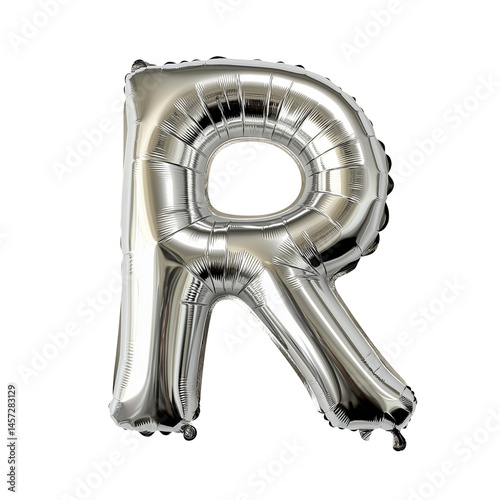 Metallic letter R balloon for party decorations PNG on a transparent background 