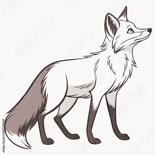Stylized fox standing gracefully against a neutral background