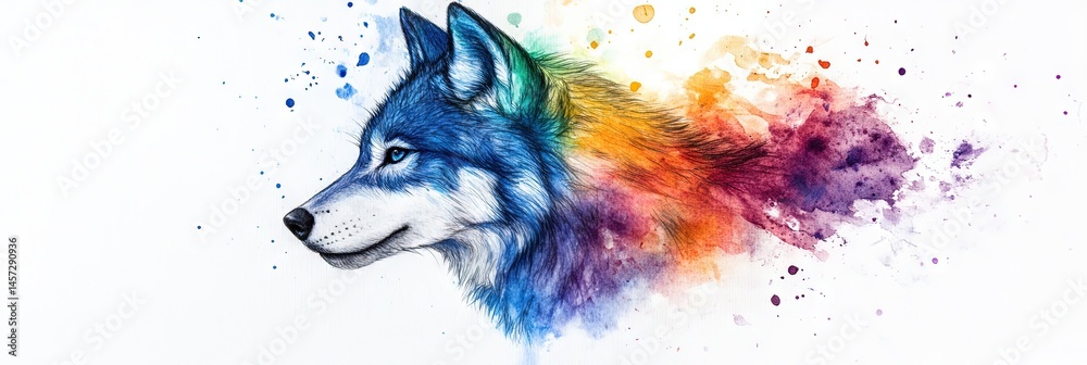 Fototapeta watercolor wolf 