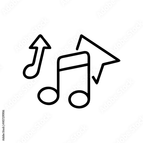 Icon of generated-music with music notes and upward symbols  