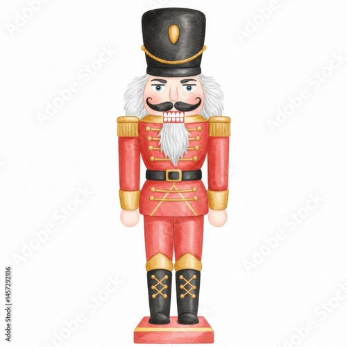 Watercolor Nutcracker Soldier Christmas Toy Illustration