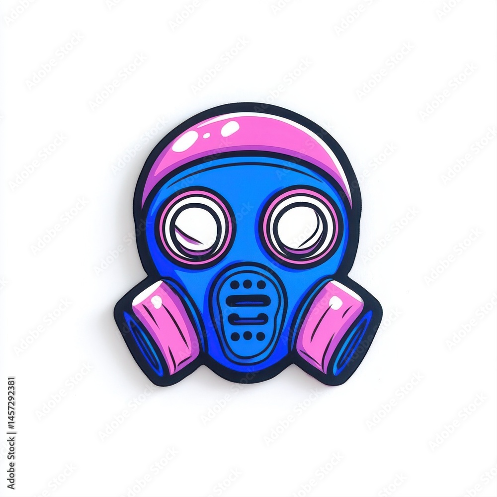 Stylish Cartoon Gas Mask Illustration with Vibrant Colors and Modern Design