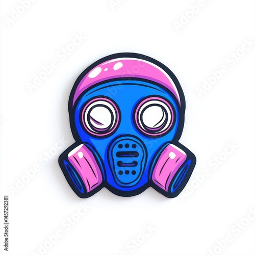 Obraz na płótnie Stylish Cartoon Gas Mask Illustration with Vibrant Colors and Modern Design w salonie