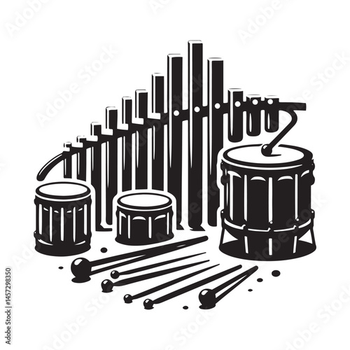 Melodic Resonance: A Stunning Collection of Vibraphone Vector Silhouettes Capturing the Unique Shape, Clear Tones, and Harmonic Beauty of This Iconic Percussion Instrument.

