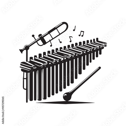 Melodic Resonance: A Stunning Collection of Vibraphone Vector Silhouettes Capturing the Unique Shape, Clear Tones, and Harmonic Beauty of This Iconic Percussion Instrument.
