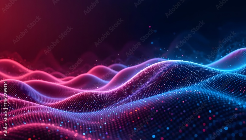 Fototapeta premium Abstract Neon waves flow on a dark background