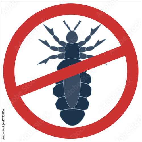 Louse control icon with red prohibition sign indicating pest prevention