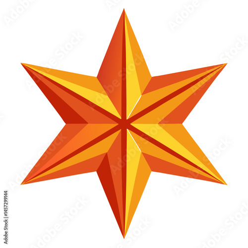 Star illustration in vibrant orange and yellow geometric style  