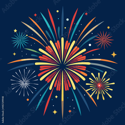 Colorful Fireworks Display on a Dark Background  