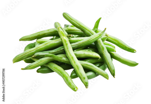Fresh green beans pile isolated, cut out - stock png.